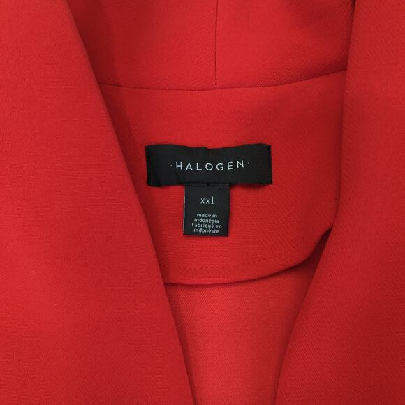 Halogen V-neck Blazer Jacket Women's Size XXL Dark Orange Coral Flowy Peplum‎ - Picture 5 of 6